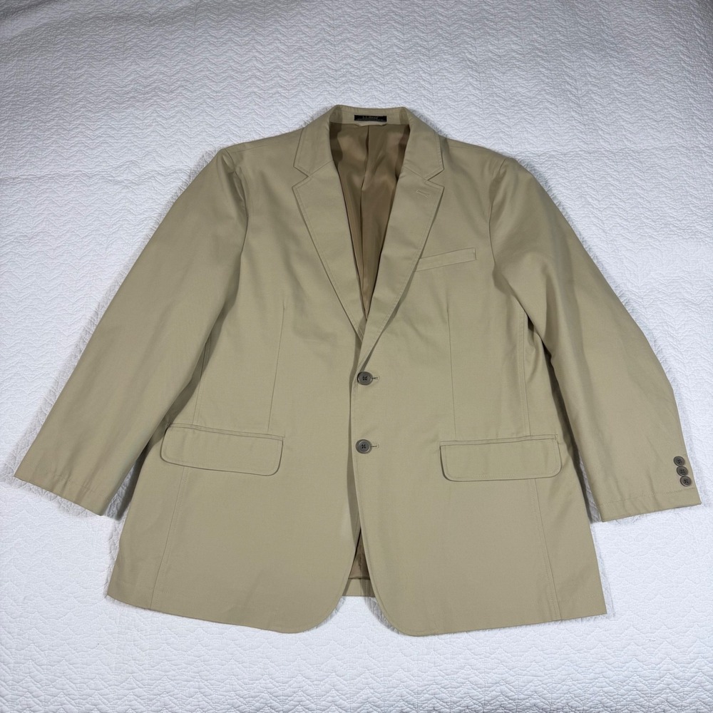 L.L. Bean Blazer Men 48 Regular Tan Khaki Classic Outdoor Sport Coat Cotton New*